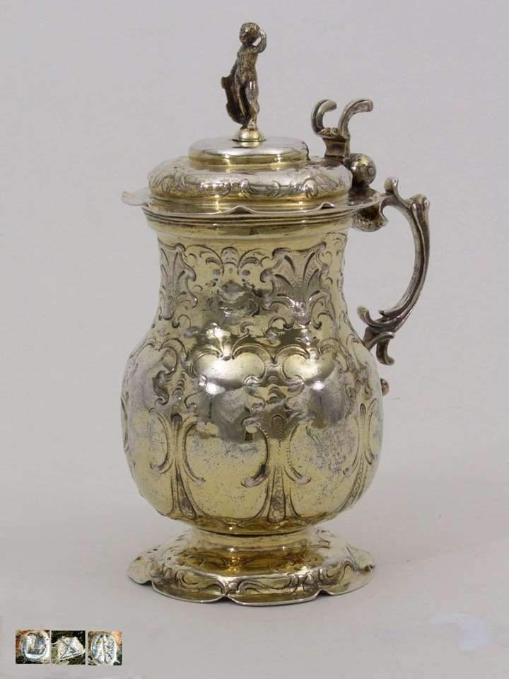 Fine Early German Silver-Gilt Jug with Lid